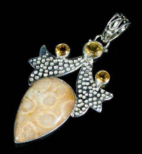Fossil Coral Pendant - Sterling Silver #5125